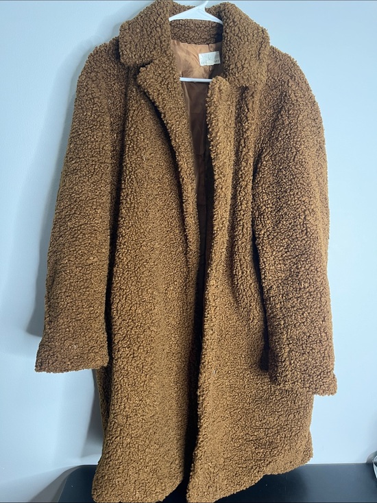 Lost + Wander Jackets & Blazers - Lost + Wander Cozy Brown Teddy Faux Shearling Coat - Women’s Long Teddy Jacket